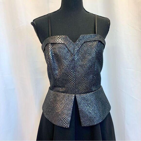 Ds Gray black metallic snake print peplum Bustier corset A-line strapless dress - Picture 3 of 13